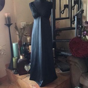 Vintage Sexy Black Lace Long Full Length Maxi Nightgown Slip Dress Lingerie